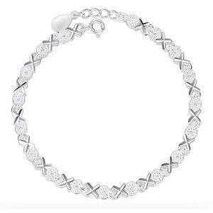 925 Sterling Silver XOXO Bracelet Women's Hugs and Kisses Tennis Bracelet,‎ 7-9”
